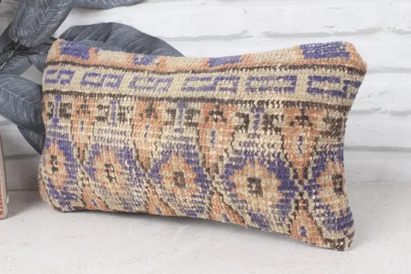 Cushion, Home Decor Pillow, Vintage Pillow, 8x16 Blue Cushion Cover, Sustainable Cushion Cover, Turkish Kilim Pillow, Muted Pillow - 3