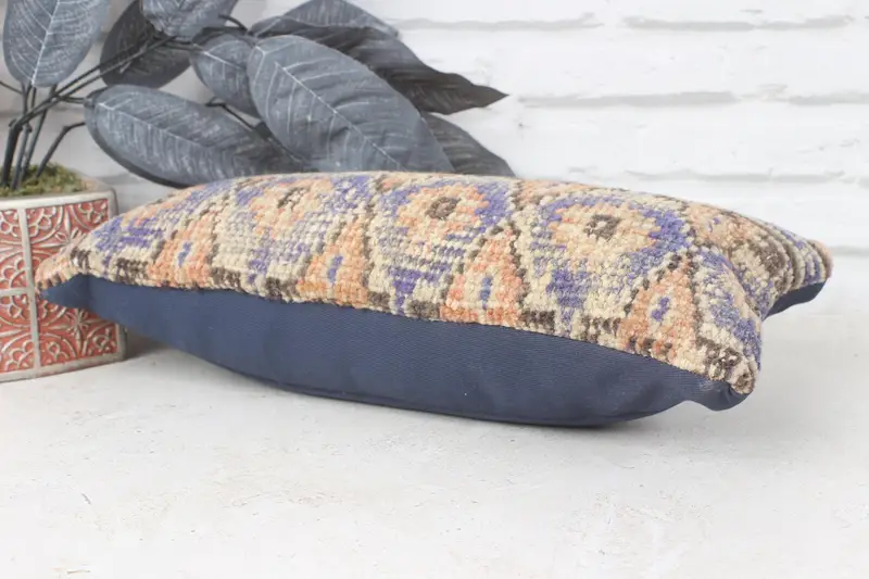 Cushion, Home Decor Pillow, Vintage Pillow, 8x16 Blue Cushion Cover, Sustainable Cushion Cover, Turkish Kilim Pillow, Muted Pillow - 6