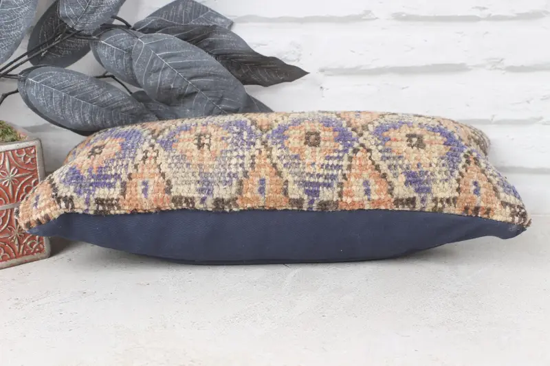 Cushion, Home Decor Pillow, Vintage Pillow, 8x16 Blue Cushion Cover, Sustainable Cushion Cover, Turkish Kilim Pillow, Muted Pillow - 5