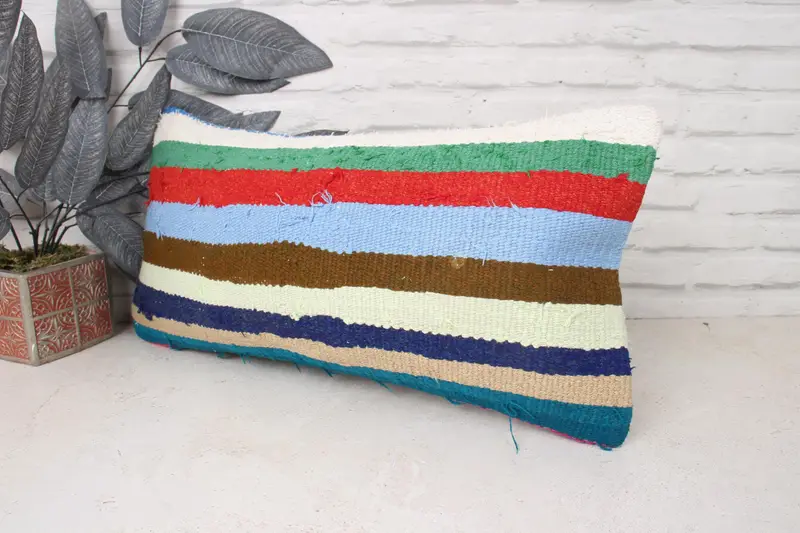 Tapestry Pillow Cover, Gift Pillow, 12x24 Green Cushion Cover, Handmade Kilim Cushion, Antique Pillows, Pillow Case, Luxury Pillow Cover - 4