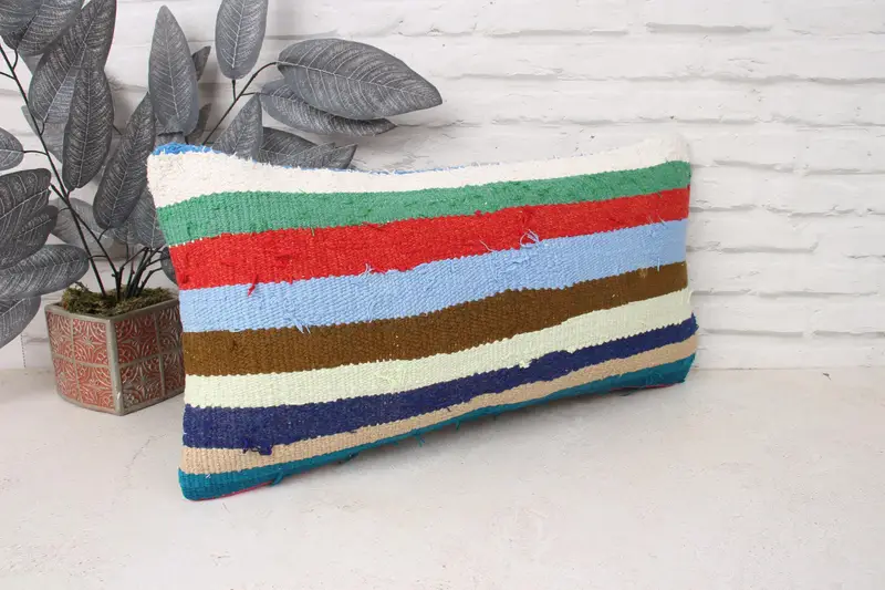 Tapestry Pillow Cover, Gift Pillow, 12x24 Green Cushion Cover, Handmade Kilim Cushion, Antique Pillows, Pillow Case, Luxury Pillow Cover - 3