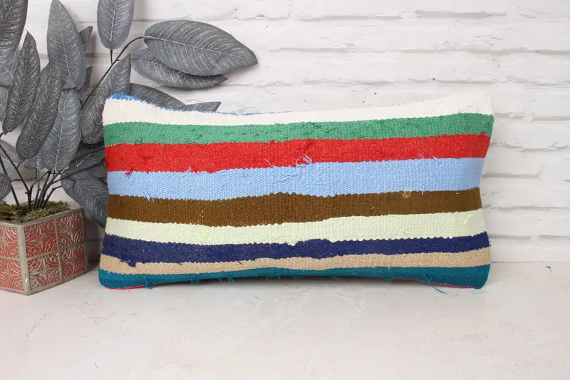 Tapestry Pillow Cover, Gift Pillow, 12x24 Green Cushion Cover, Handmade Kilim Cushion, Antique Pillows, Pillow Case, Luxury Pillow Cover - 1