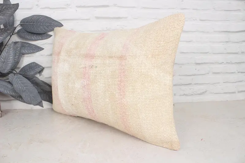 16x24 Beige Pillow Sham, Boho Pillow, Comfy Throw Pillow Case, Luxury Pillow Case, Pillow Cover, Kilim Pillow, Ethnical Kilim Rug Pillow - 4