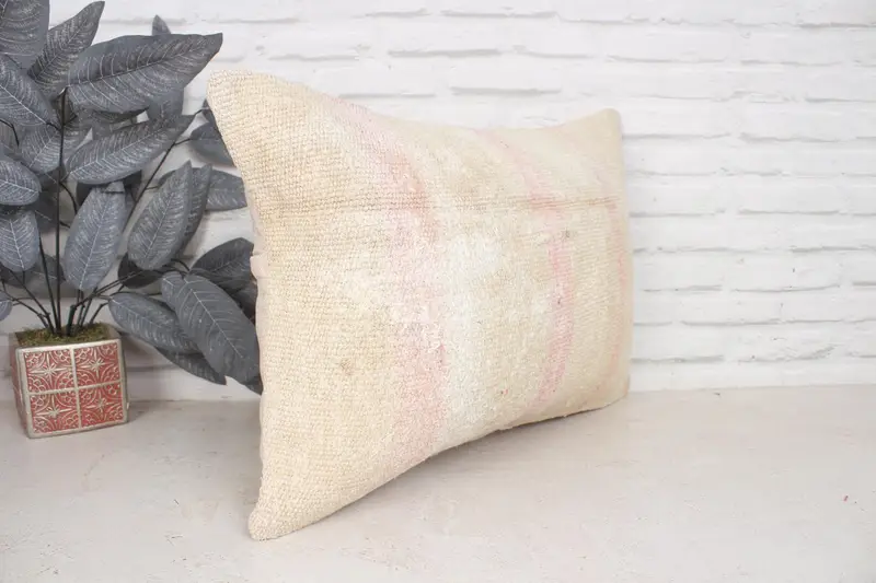 16x24 Beige Pillow Sham, Boho Pillow, Comfy Throw Pillow Case, Luxury Pillow Case, Pillow Cover, Kilim Pillow, Ethnical Kilim Rug Pillow - 3