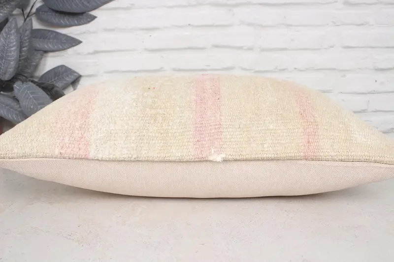 16x24 Beige Pillow Sham, Boho Pillow, Comfy Throw Pillow Case, Luxury Pillow Case, Pillow Cover, Kilim Pillow, Ethnical Kilim Rug Pillow - 5