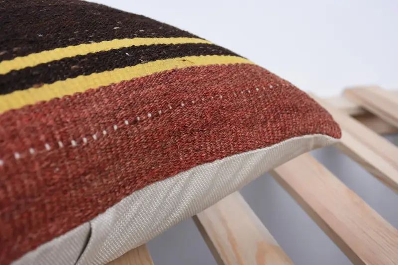 Pillow Case, Turkish Kilim Pillow, 16x16 Brown Cushion Case, Antique Pillows, Boho Pillow Sham Cover, Handmade Cushion Cover, Handmade Throw Pillow - 7