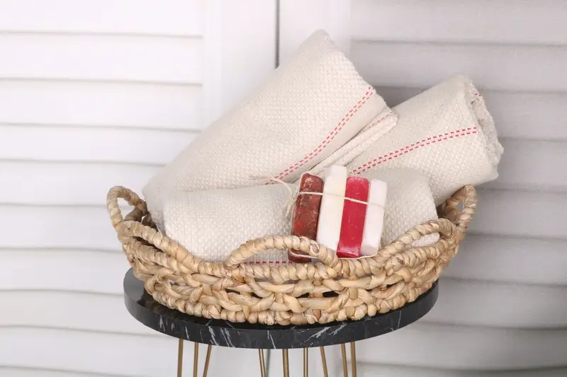 Valentines Day Gift For Him, Travel towel, Spa Towel, 68x40 Linen Striped Towel, Wedding Hand Made Gift, Lightweight towel, Bridal Shower Favors - 4