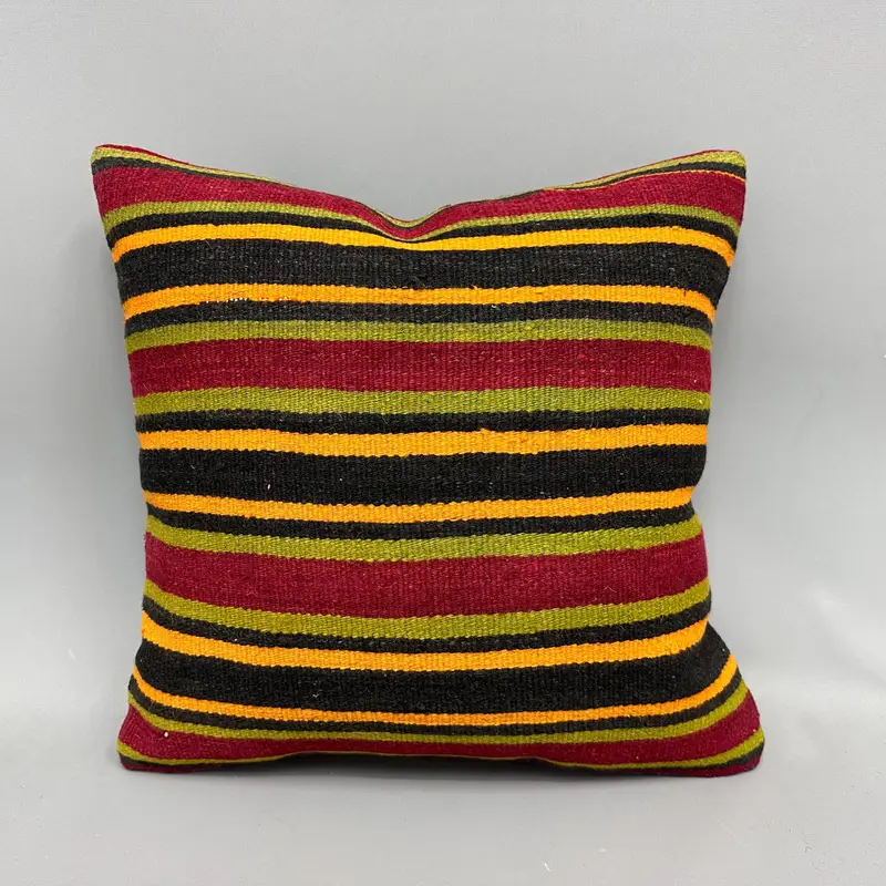 Ethnical Kilim Rug Pillow, 18x18 Orange Pillow Cover, Cushion Case, Pillow for Couch, Shabby Chic Pillow, Home Decor Pillow - 4