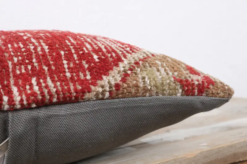 Hippie Throw Pillow, Retro Pillow, Kilim Cushion Sham, Pillow, 12x12 Red Pillow, Rustic Pillow Sham, Pillow for Couch, Ethnical Kilim Rug Pillow - 5
