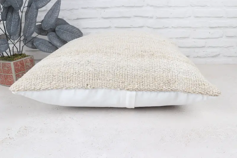 Pillow Sham, Turkish Pillow, Aesthetic Pillow Case, 22x22 White Cushion, Vintage Kilim Pillow, Nomadic Cushion Case, Antique Pillows - 6