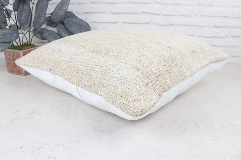 Pillow Sham, Turkish Pillow, Aesthetic Pillow Case, 22x22 White Cushion, Vintage Kilim Pillow, Nomadic Cushion Case, Antique Pillows - 7
