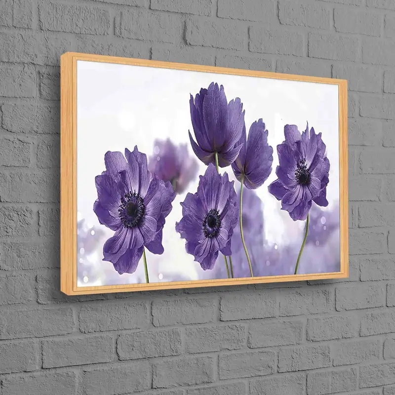 モダンな紫色の抽象的な花のキャンバスプリント - 鮮やかなウォールアート