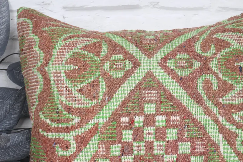Tribal Cushion, Cushion Cover, Antique Pillows, Pillow for Sofa, Turkish Rugs Pillow Case, Vintage Kilim Throw Pillow, 20x20 Green Cushion Case - 2