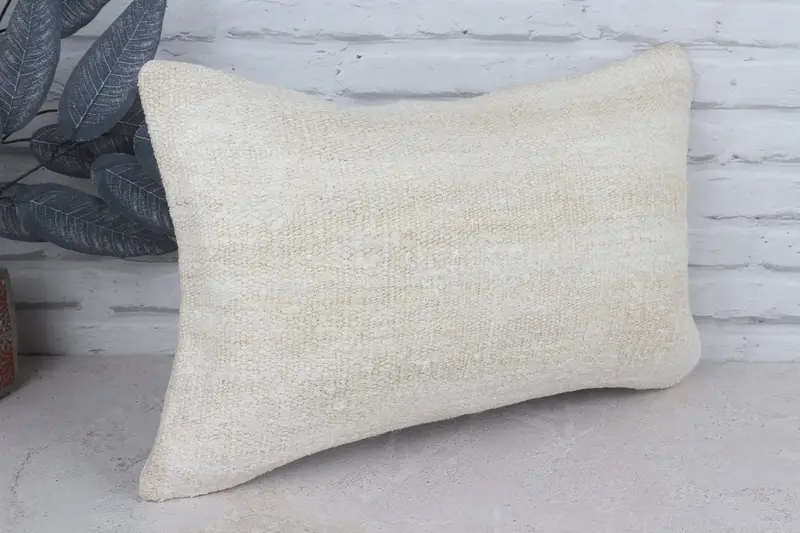 Gift Pillow, Living Room Throw Pillow, Cushion Case, Patio Pillow Case, Vintage Kilim Pillow, 12x20 White Cushion Case, Turkish Pillow - 3