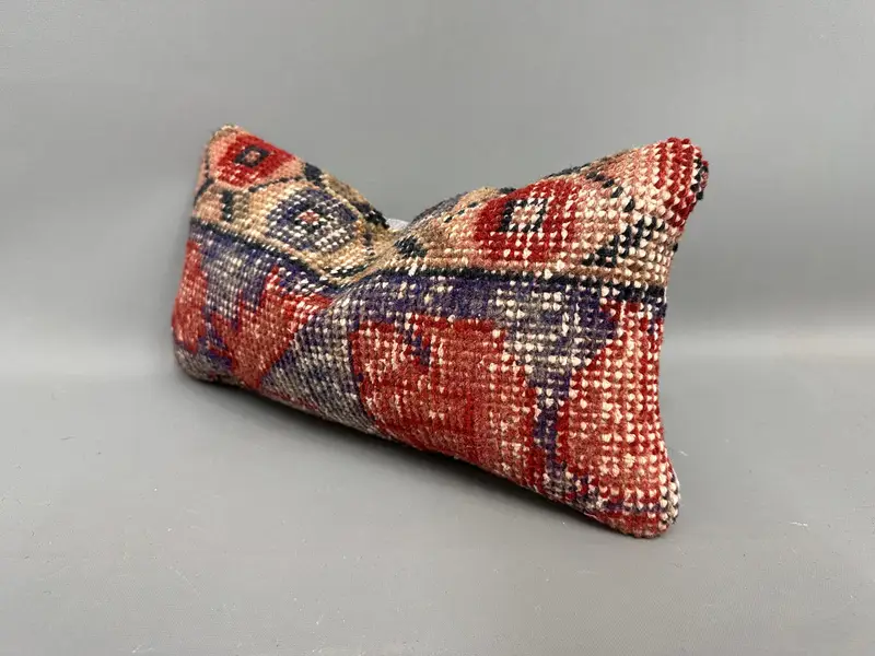 Gift Pillow, Pillow for Couch, Luxury Pillow Cover, Vintage Pillow, 8x16 Red Pillow Cover, Cushion Cover, Handmade Rug Seat Pillow - 3