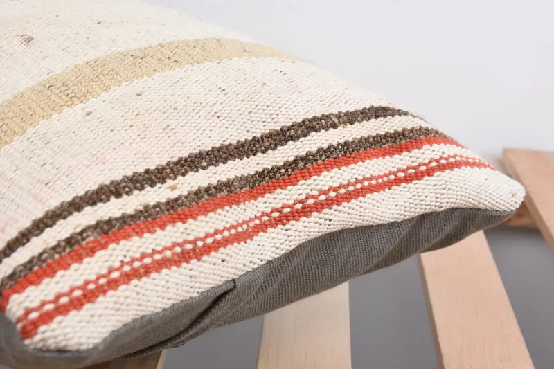 Vintage Kilim Throw Pillow, 12x24 Beige Cushion, Throw Kilim Pillow, Nautical Throw Pillow, Square Throw Pillow, Turkish Pillow, Pillow Cover - 7