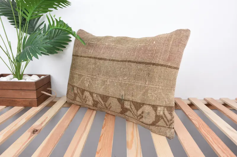 16x24茶色のクッションケース、クッションケース、民族キリムラグ枕、ボーホ枕のシャムカバー、ヴィンテージキリム枕、タペストリークッションカバー - 5