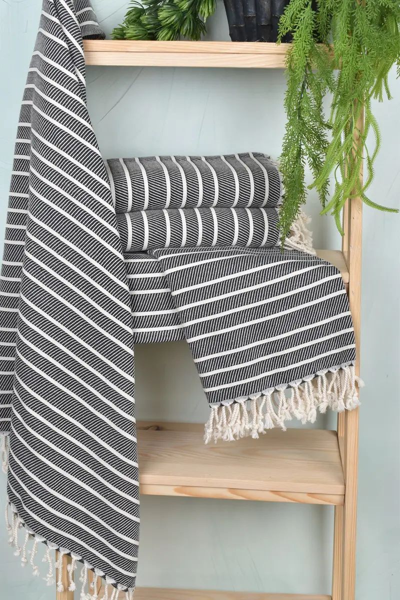 Valentines Gift, Family Gift Basket, 70x40 Bamboo Striped Towel, Bachelorette Party Gifts Bridesmaids, Turkish hand towel, Home Decor Gifts - 6