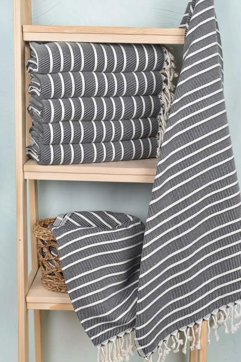 Valentines Gift, Family Gift Basket, 70x40 Bamboo Striped Towel, Bachelorette Party Gifts Bridesmaids, Turkish hand towel, Home Decor Gifts - 3