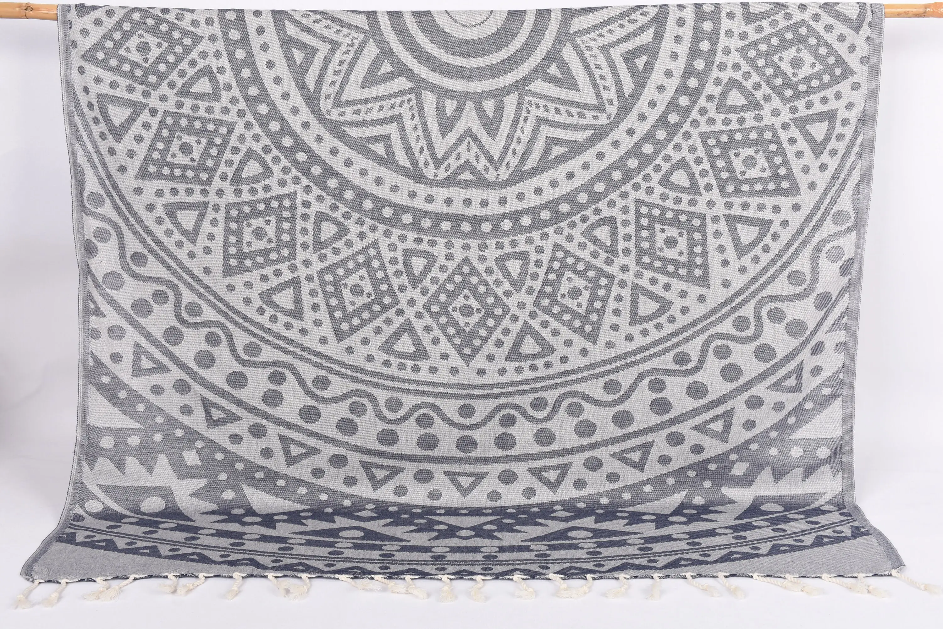 Bridesmaid Personalized Turkish Bath Towel, Navy Round Pattern, 70x40 Inches - 1