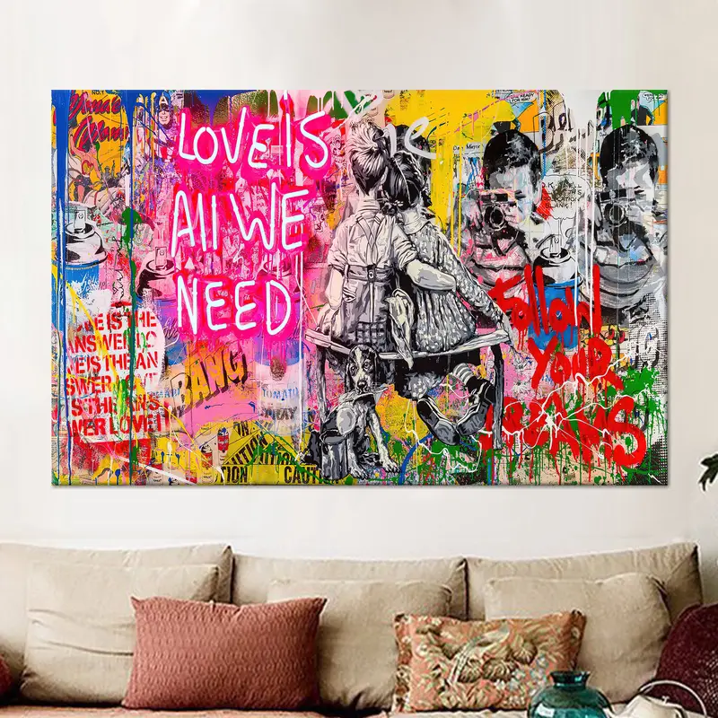 Kanvas Tablo: Banksy'nin Aşkına İhtiyaç Var Sokak Graffiti Kanvas Tablo