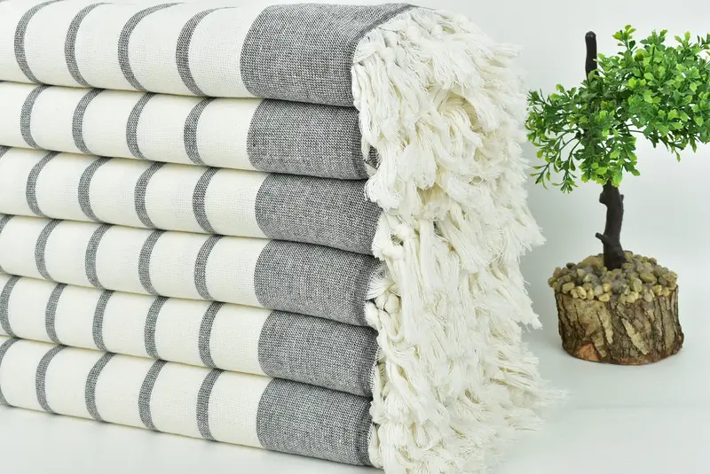 68x39 Cotton Striped Towel, Anniversary Gift For Her, Turkish towel, Traditional Turkish peshtemal for hammam, Large Turkish Towel, Bridesmaid Gift - 3