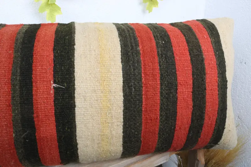 Pillow Sham, Vintage Pillow, Turkish Pillow, Decorative Bolster Pillow, 16x36 Red Pillow Cover, Handmade Kilim Cushion - 5
