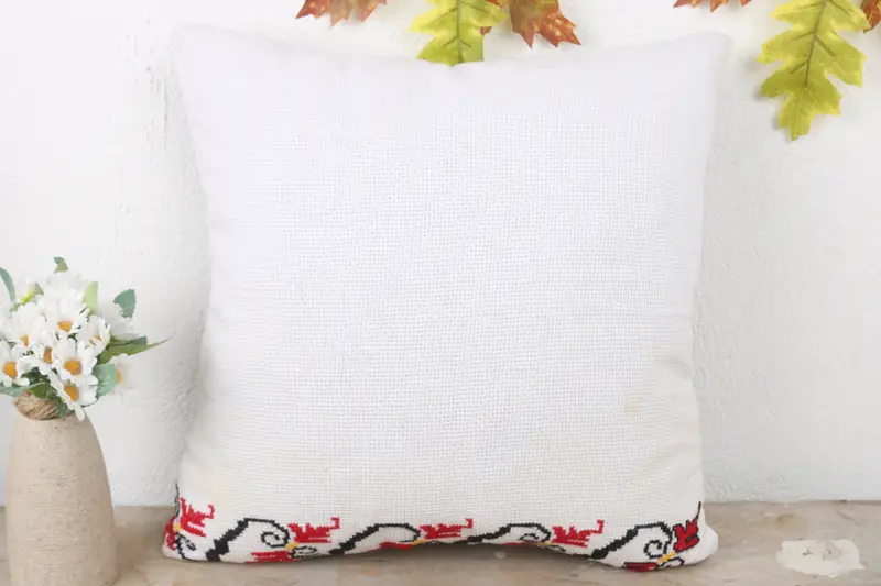 16x16 White Cushion Case, Boho Pillow, Cushion Case, Kilim Pillow Cover, Pattern Throw Cushion Cover, Kilim Cushion Sham, Natural Cushion - 2