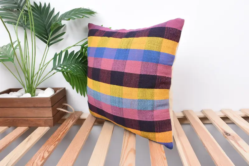 Bench Cushion Case, 18x18 Pink Cushion Cover, Vintage Pillow, Kilim Pillow, Pillow Cover, Bright Pillow, Home Decor Pillow - 5