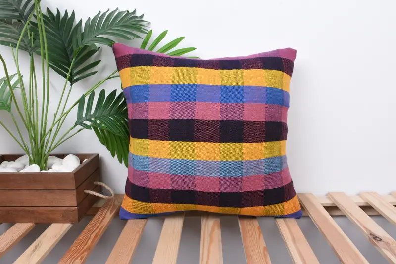 Bench Cushion Case, 18x18 Pink Cushion Cover, Vintage Pillow, Kilim Pillow, Pillow Cover, Bright Pillow, Home Decor Pillow - 1