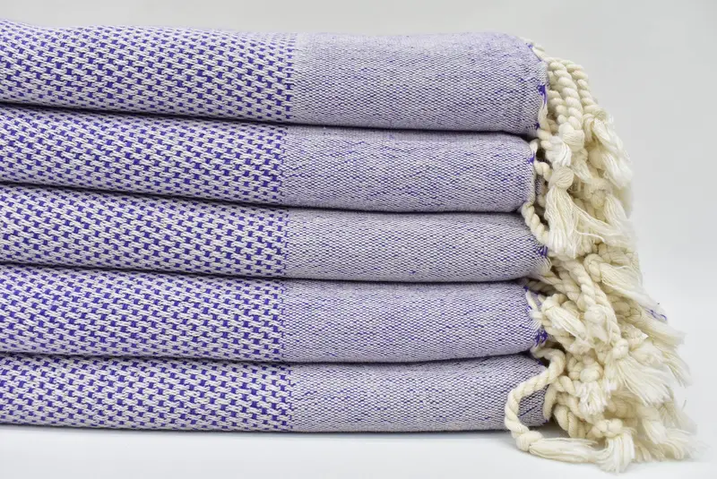 Handmade Turkish Cotton Purple Polka Dot Dish Towel, 44x24 Inches