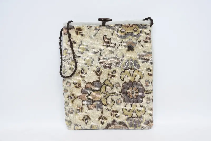 ヴィンテージモチーフのスチームパンクウールショルダーバッグ、キリムバッグ