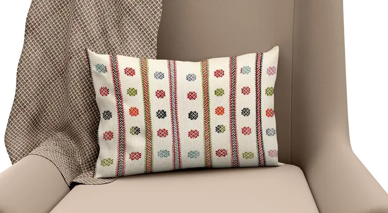 Handmade Embroidered Throw Pillow, Vintage Chenille Cushion Cover