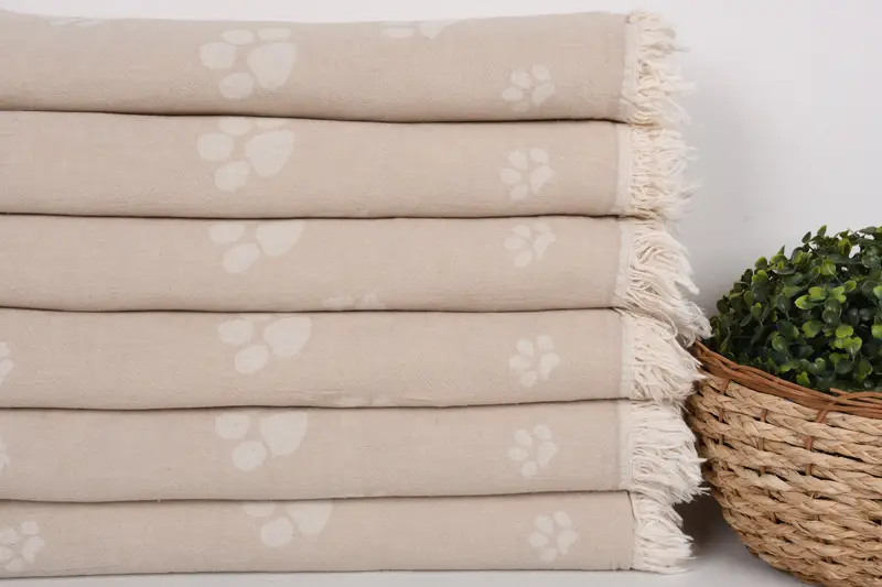 Spa Towel, 70x36 Cotton Paw Design Towel, Quick-dry peshtemal, Wedding Gift For Bride, Quick-Dry Beach Towel, Housewarming Gift, Turkish hand towel - 3
