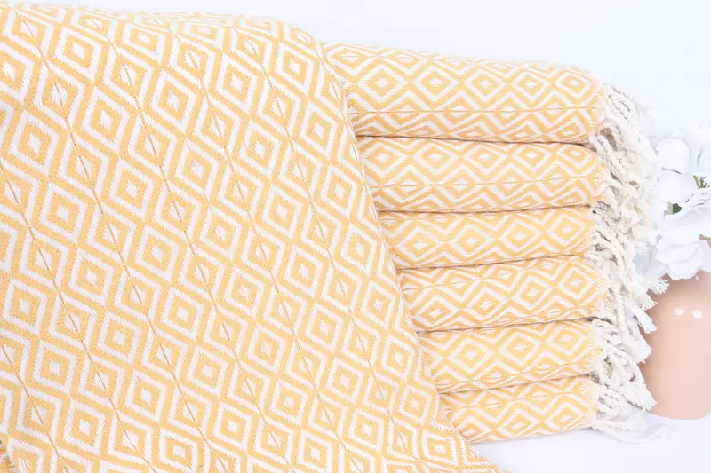 Turkish Beach Towel Monogrammed Mustard, 40x71 Inches