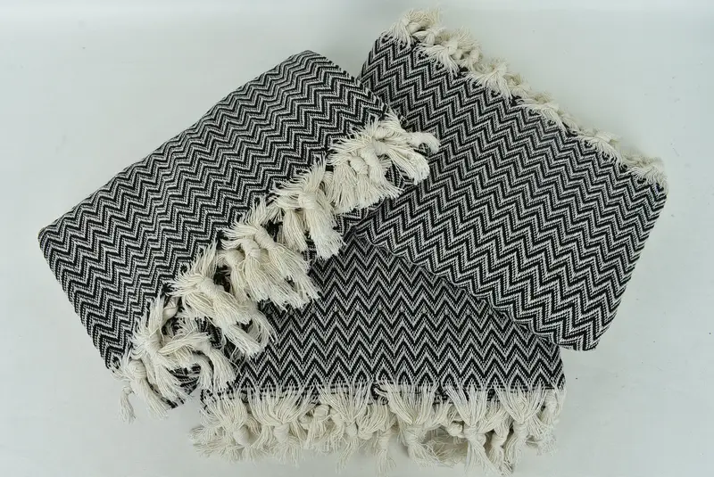 Bedspread, Boho Throw Blankets, Turkish Towel Blanket, Gift For Coworker, Bachelorette Gifts, Gift For The Home Decor, 76x64 Cotton Zig zag Towel - 6