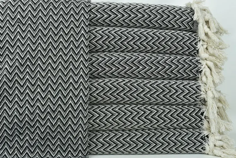 Bedspread, Boho Throw Blankets, Turkish Towel Blanket, Gift For Coworker, Bachelorette Gifts, Gift For The Home Decor, 76x64 Cotton Zig zag Towel - 1