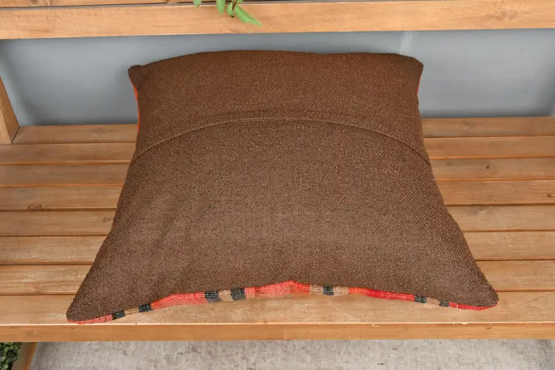Red & Gray Striped Decorative Pillow, 24x24 Inch Size Pillow - 5