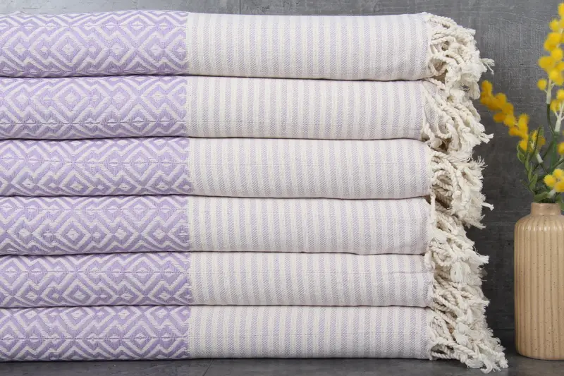 Turkish Towel Organic Cotton Monochrome Lilac, 38x75 Inches