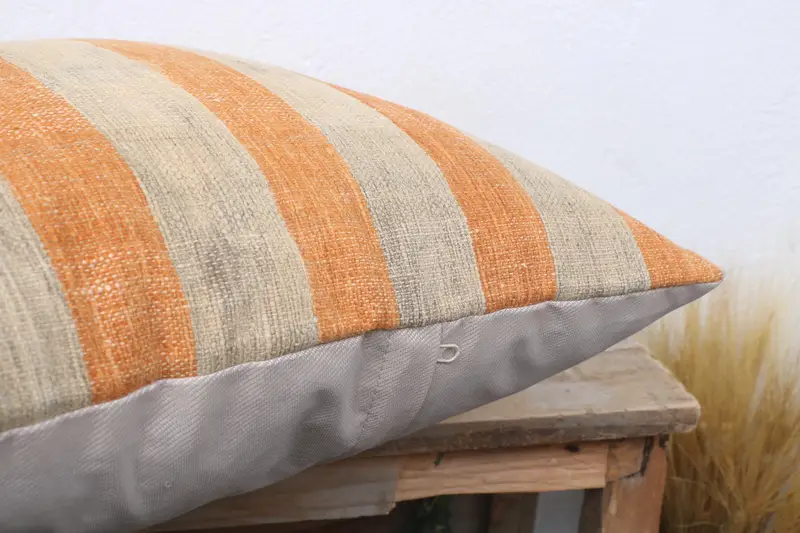 18x18 Orange Pillow Sham, Cushion Case, Accent Pillow, Pillow for Couch, Boho Pillow Sham Cover, Kilim Cushion Sham - 6