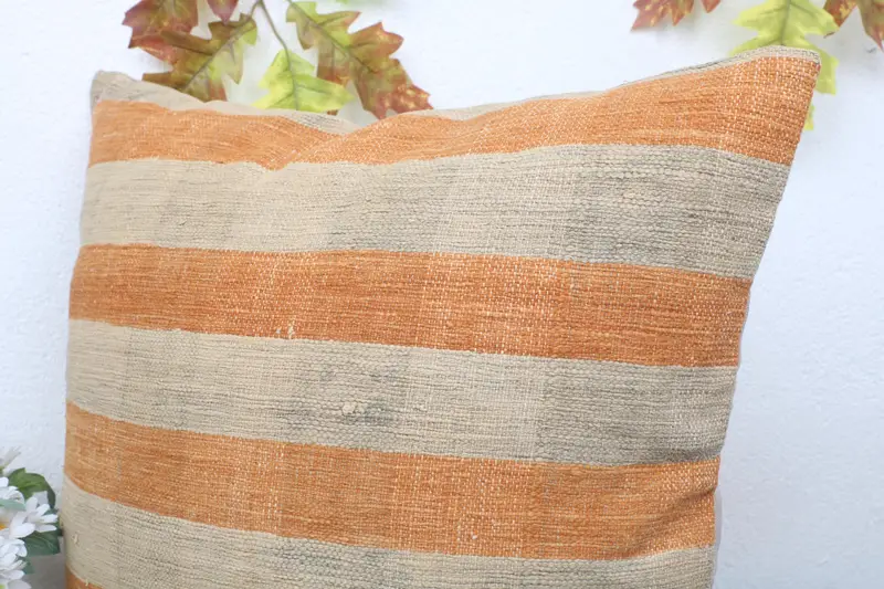 18x18 Orange Pillow Sham, Cushion Case, Accent Pillow, Pillow for Couch, Boho Pillow Sham Cover, Kilim Cushion Sham - 5