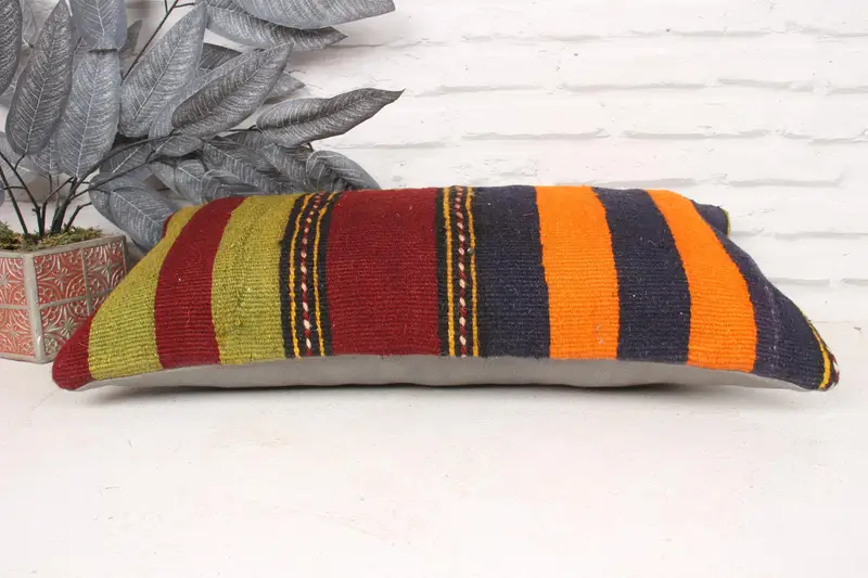 12x24 Orange Cushion Cover, Boho Pillow, Office Chair Cushion, Vintage Pillow, Vintage Kilim Throw Pillow, Cushion Case, Pattern Throw Pillow Sham - 5