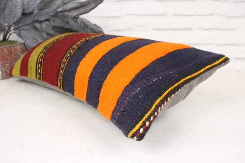 12x24 Orange Cushion Cover, Boho Pillow, Office Chair Cushion, Vintage Pillow, Vintage Kilim Throw Pillow, Cushion Case, Pattern Throw Pillow Sham - 6