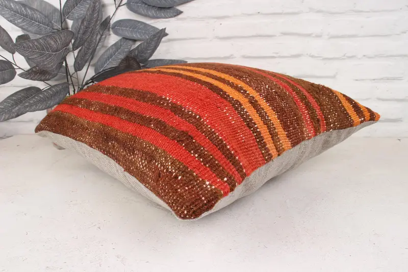 Kilim Pillow Cover, Floor Pillow Sham, Luxury Cushion Cover, Pillow Cover, Gift Pillow, Retro Throw Pillow Case, Boho Pillow, 18x18 Red Cushion Case - 6