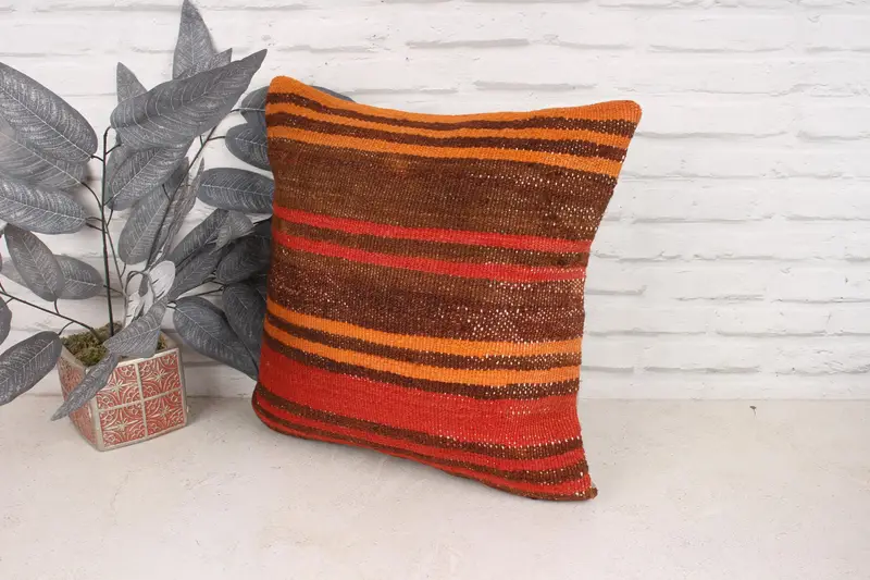 Kilim Pillow Cover, Floor Pillow Sham, Luxury Cushion Cover, Pillow Cover, Gift Pillow, Retro Throw Pillow Case, Boho Pillow, 18x18 Red Cushion Case - 4