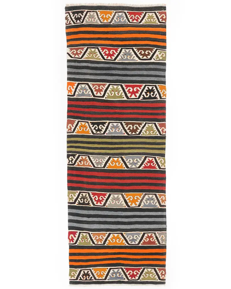 Siyah Gökkuşağı Halı, 2,9x8,4 ft Şık Modern Dekor