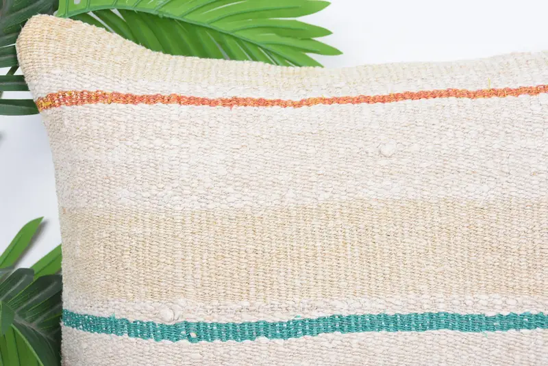 Turkish Kilim Pillow, Armchair Pillow Cover, Boho Pillow Sham Cover, Colorful Cushion, Pillow Sham, 20x20 Beige Pillow, Kilim Cushion Sham - 2