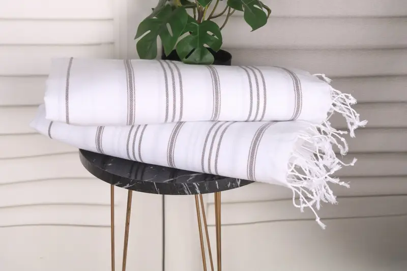 Bathroom Towels, Monogram Hand Towel, Small Bath Towels, Spa Towel, Personalized Wedding Gift, Decorative Towel, 40x24 Cotton Striped Towel - 3