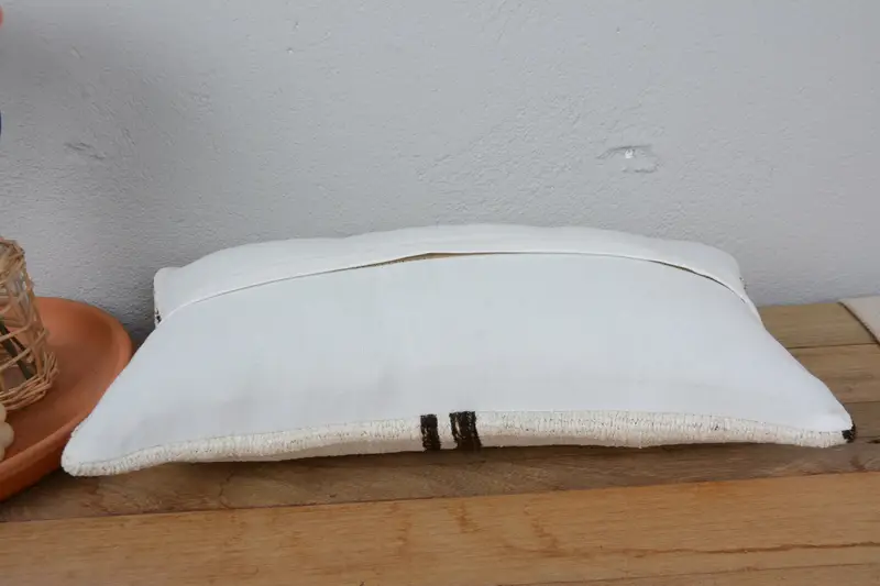 Vintage Kilim Pillow, Boho Chic Pillow Case, Cushion Case, Bench Pillow, Throw Kilim Pillow, Boho Pillow Sham Cover, 10x20 White Cushion Cover - 6