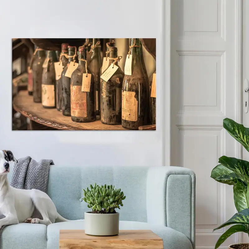 Trendige Weinleinwand im Landhausstil: Elegantes Dekor für Weinliebhaber